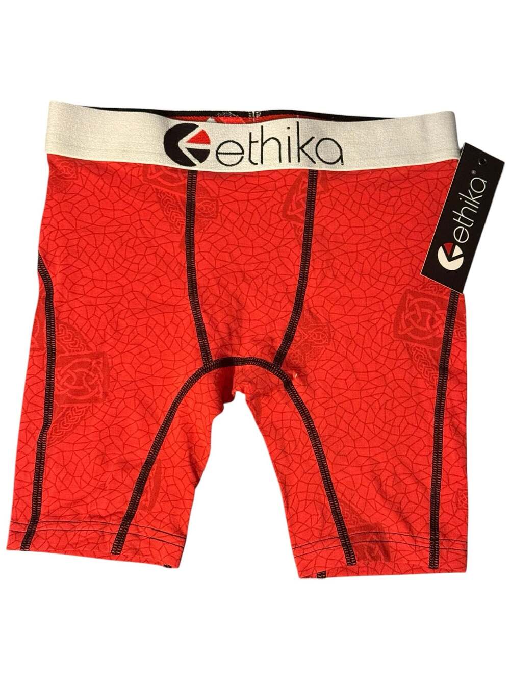 NWT Ethika Youth Boys Boxer Briefs Red Celtic Print Size Medium